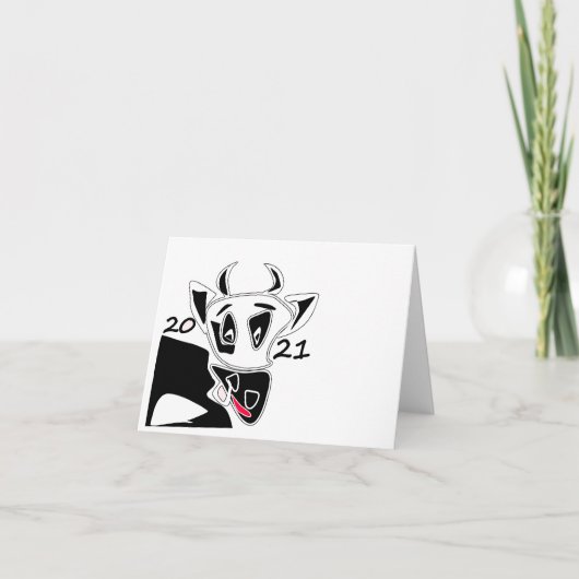 ブル、強気の年、2021年おもしろい、強気 ノートカード (正面)