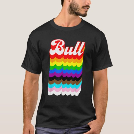 ブルLGBTQプライド虹 Tシャツ (正面)