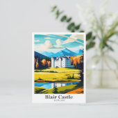 ブレアキャッスルスコットランドヴィンテージトラベルイラストレーション ポストカード (スタンド正面)