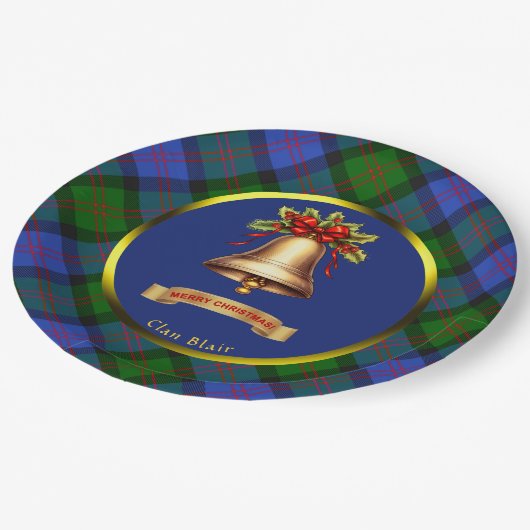 ブレアタータンチェックパーソナライズされたクリスマス ペーパープレート (アングル)