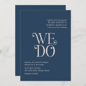 ブレアネイビーブルーモダン結婚ズ 招待状 (正面/裏面)