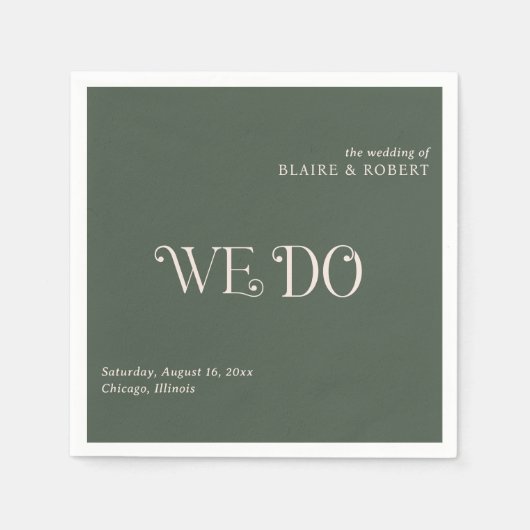 ブレアモスグリーンモダン結婚ズ スタンダードカクテルナプキン (正面)