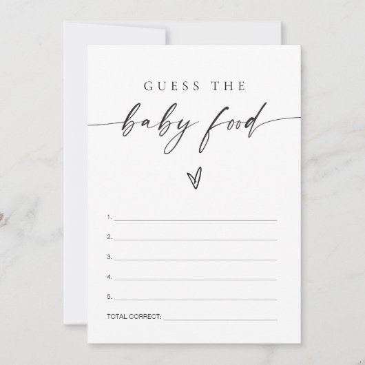 ブレアモダンはベビー食べ物ベビーシャワーゲームを推測 招待状 (正面)