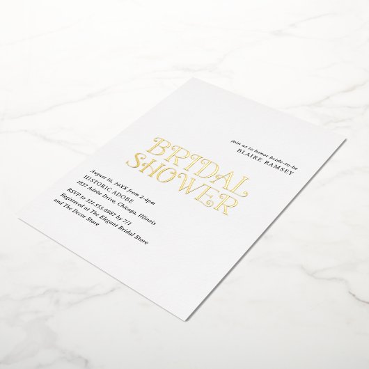 ブレア白黒モダンブライダルシャワー 箔招待状 (回転した状態)
