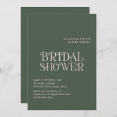 ブレア モスグリーン モダン ブライダルシャワー 招待状 (正面/裏面)