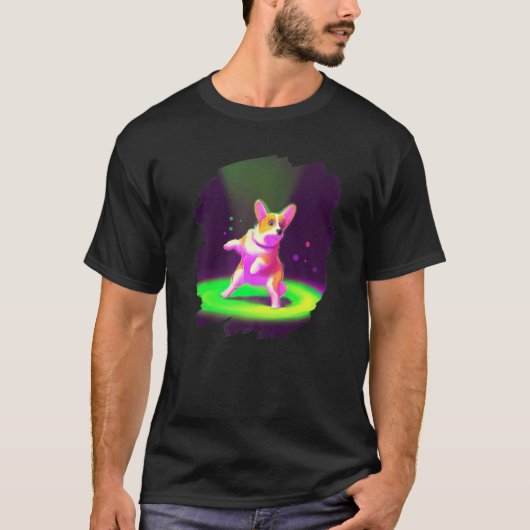 ブレイキンするコーギー犬 ダンサー Tシャツ (正面)