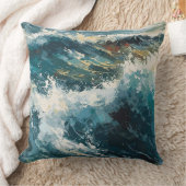 ブレイキングビーチ絵画波 クッション (ブランケット)