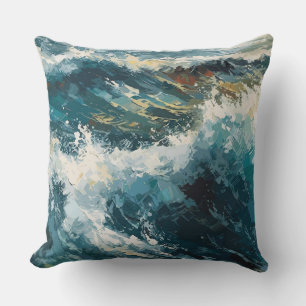 ブレイキングビーチ絵画波 クッション