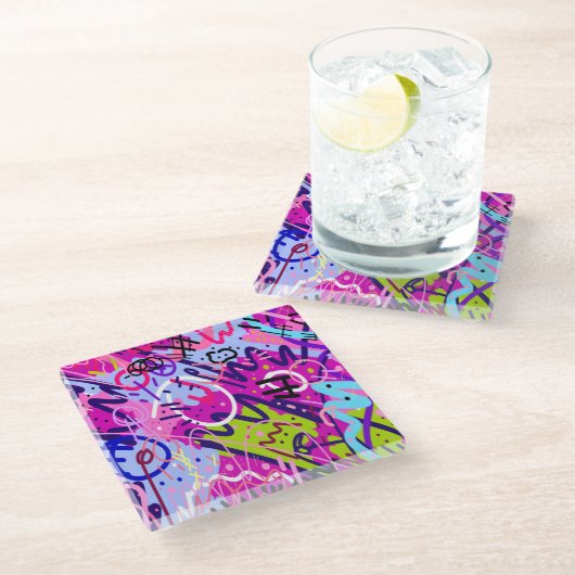 ブレイクアウトスター：抽象芸術アート ガラスコースター (アングル)