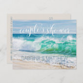 ブレイクウェーブズビーチカップルウェディングシャワー 招待状 (正面/裏面)