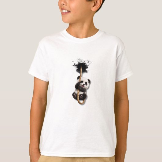 ブレイクスルー パンダ – かわいい3D壁面イリュージョンアート Tシャツ (正面)