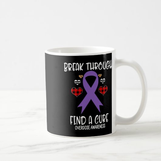 ブレイクスルーFind A Cure Overdose認識度Ribbo コーヒーマグカップ (右)