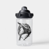 ブレイクダンスアーバンスタイルモノクロモーションアート ウォーターボトル (背面)