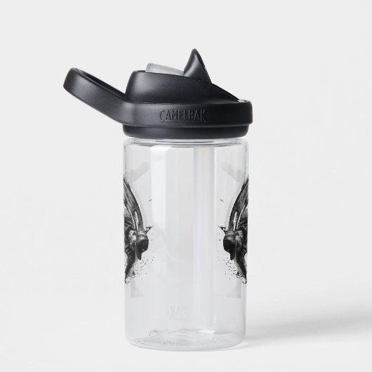 ブレイクダンスアーバンスタイルモノクロモーションアート ウォーターボトル (右面)