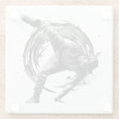 ブレイクダンスアーバンスタイルモノクロモーションアート ガラスコースター (裏面)