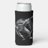ブレイクダンスアーバンスタイルモノクロモーションアート スリム缶クーラー (Seltzer正面)