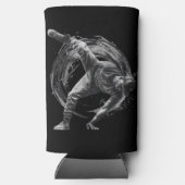 ブレイクダンスアーバンスタイルモノクロモーションアート スリム缶クーラー (裏面)