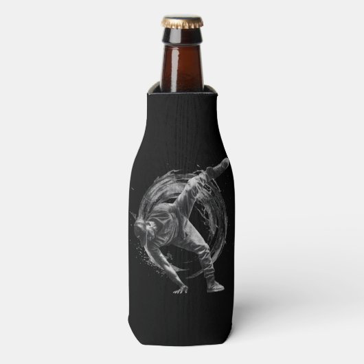 ブレイクダンスアーバンスタイルモノクロモーションアート ボトルクーラー (ボトル正面)