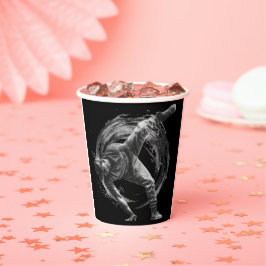 ブレイクダンスアーバンスタイルモノクロモーションアート 紙コップ