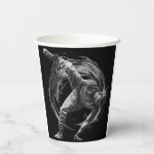 ブレイクダンスアーバンスタイルモノクロモーションアート 紙コップ (裏面)