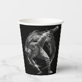 ブレイクダンスアーバンスタイルモノクロモーションアート 紙コップ (正面)