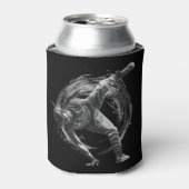 ブレイクダンスアーバンスタイルモノクロモーションアート 缶クーラー (缶正面)