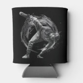 ブレイクダンスアーバンスタイルモノクロモーションアート 缶クーラー (裏面)