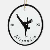 ブレイクダンスダンサー白黒名前をカスタムする年 セラミックオーナメント (左)