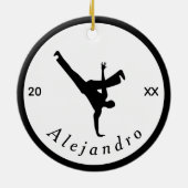ブレイクダンスダンサー白黒名前をカスタムする年 セラミックオーナメント (裏面)