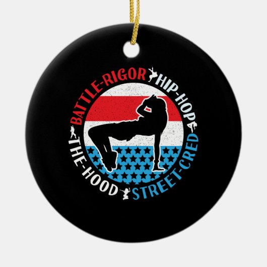 ブレイクダンスブレイクダンスヒップホップダンサーガール セラミックオーナメント (正面)