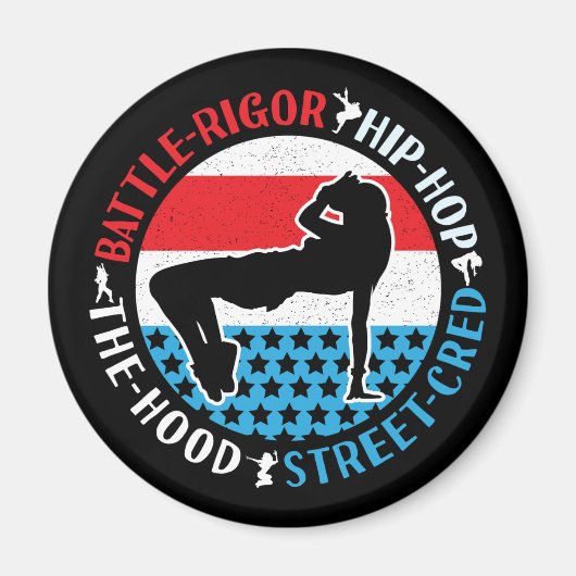 ブレイクダンスブレイクダンスヒップホップダンサーガール マグネット (正面)