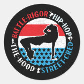 ブレイクダンスブレイクダンスヒップホップダンサーガール ラウンドシール (正面)