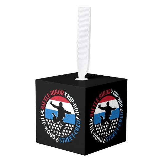 ブレイクダンスブレイクダンスヒップホップボーイ キューブオーナメント (正面アングル)