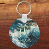 ブレイクビーチ波形キーチパーソナライズされたェーン キーホルダー (正面)