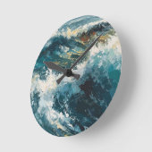 ブレイクビーチ絵画波のテーマ ラウンド壁時計 (傾斜)