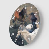 ブレイク遠くに – 野生の馬 ラージ壁時計 (傾斜)