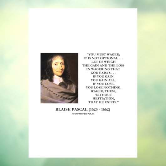 ブレイズパスカル損失を賭ける神の存在引用文 ウィンドウサイン (シート3)