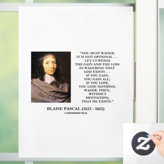 ブレイズパスカル損失を賭ける神の存在引用文 ウィンドウサイン (ホーム)