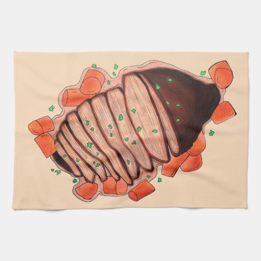 ブレイズビーフブリスケットユダヤ料理ホリデーフード キッチンタオル (横)