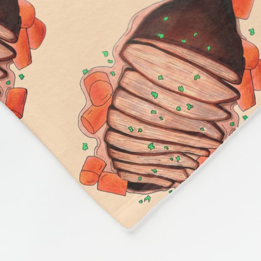 ブレイズビーフブリスケットユダヤ料理ホリデーフード フリースブランケット (角)