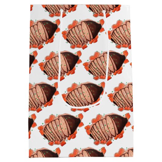 ブレイズビーフブリスケットユダヤ料理ホリデーフード ミディアムペーパーバッグ (裏面)