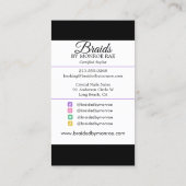 ブレイズ美容師ブレイダービューティシャンサロンブシン 名刺 (裏面)