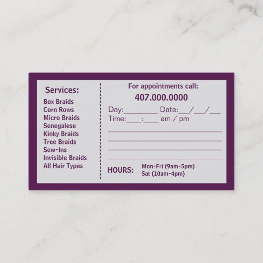 ブレイダーブレイズロティシャングリッター名刺 予約カード (裏面)