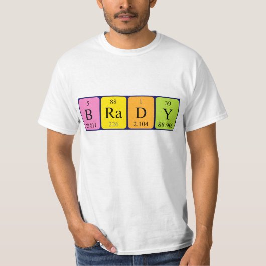 ブレイディの周期表名のシャツ Tシャツ (正面)