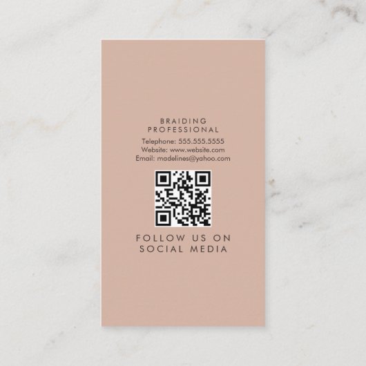 ブレイドサロン美しいブラックはっきりしたタイポグラフィ 名刺 (裏面)