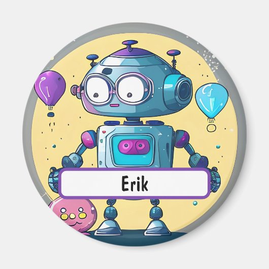 ブレイニーボットのErikと名カスタムタグ マグネット (正面)