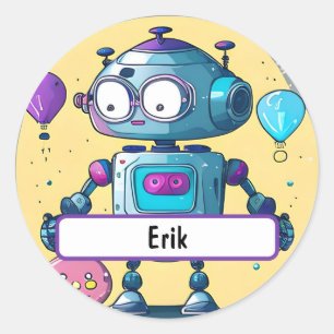 ブレイニーボットのErikと名カスタムタグ ラウンドシール
