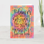 ブレイバー、強頭が切れる感動的卒業 カード (正面)