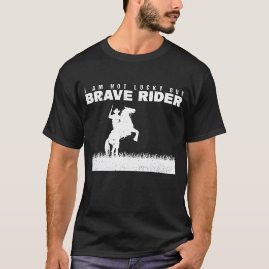 ブレイブおもしろいウマ・ライダー一家 Tシャツ (正面)