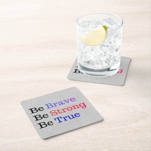 ブレイブモダン・ストロング真のタイポグラフィ スクエアペーパーコースター (インサイチュ)